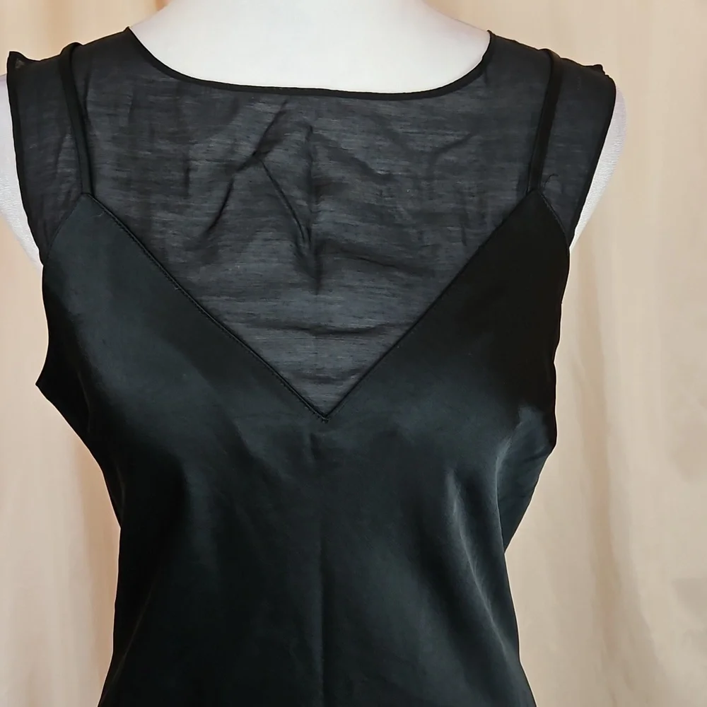 Future Collective Mixed Media Slip Dress Womens Medium Satin Sheer Mesh Maxi Y2K